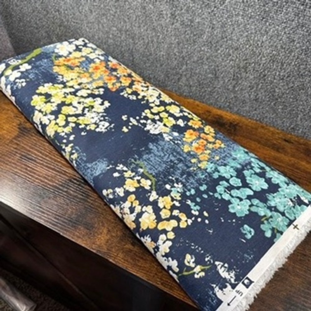 8 Yds Richloom Fabrics Group Cotton Canvas FC Dewdrop Navy Floral Print 45"W